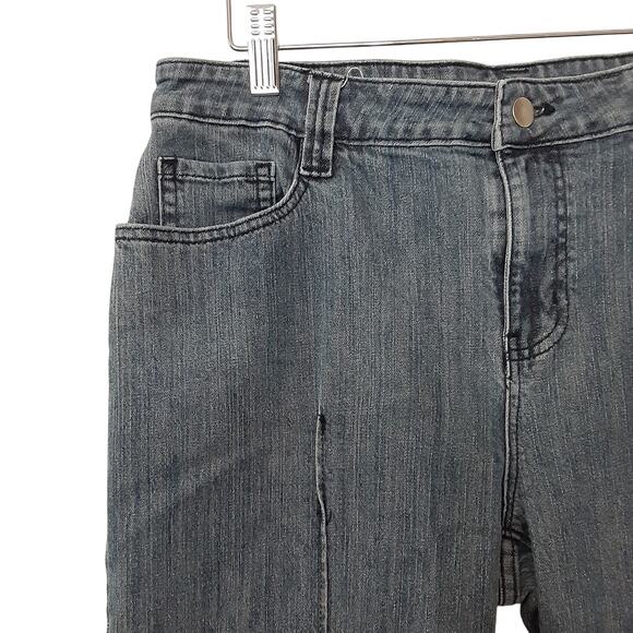 Soft Surroundings Mid Rise Wide Leg Jeans Front Pleated Y2K 70s Denim Sz Tall M - Picture 3 of 12